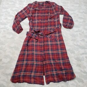 Pendleton Dress Womens Large Red Belted Long Sleeve Plaid